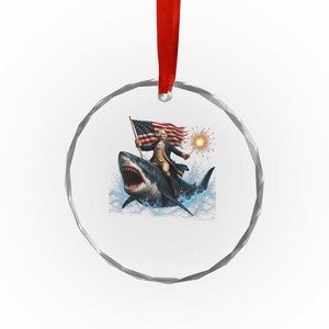 George Washington Riding Shark Crystal Glass Ornament Funny 4th Of July Independence Day 1776 Meme American Flag TS10 Print Your Wear