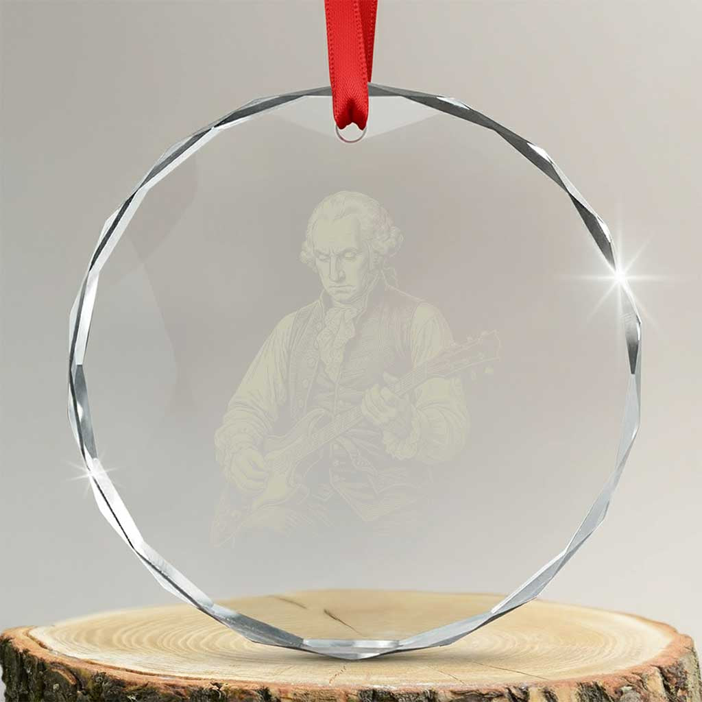 George Washington Rock Star Portrait Crystal Glass Ornament Funny Electric Guitar Player Founding Father Patriotic Graphic TS02 Transparent Glass 3'' Circle Print Your Wear