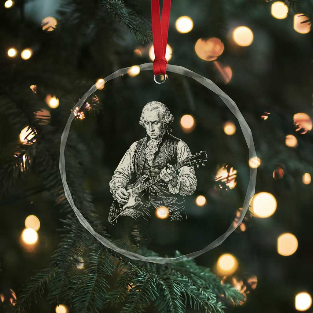 George Washington Rock Star Portrait Crystal Glass Ornament Funny Electric Guitar Player Founding Father Patriotic Graphic TS02 Print Your Wear