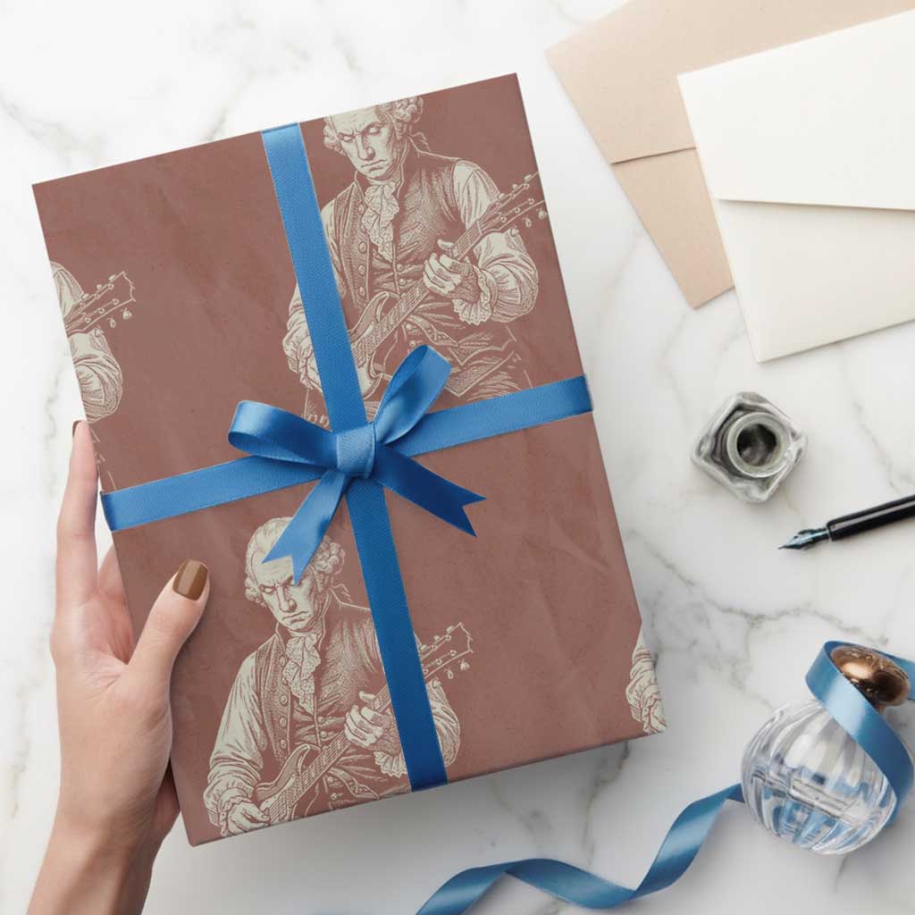 George Washington Rock Star Portrait Wrapping Paper Roll Funny Electric Guitar Player Founding Father Patriotic Graphic