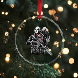 George Washington Tactical Soldier Crystal Glass Ornament Military Patriot Bald Eagle USA Flag Gift