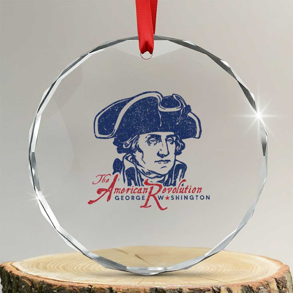 George Washington The American Revolution Crystal Glass Ornament Distressed Sketch Historic Patriotic Graphic TS02 Transparent Glass 3'' Circle Print Your Wear