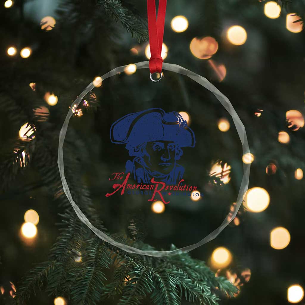 George Washington The American Revolution Crystal Glass Ornament Distressed Sketch Historic Patriotic Graphic