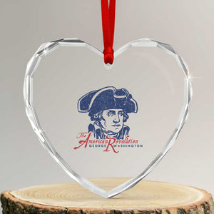 George Washington The American Revolution Heart Crystal Glass Ornament Distressed Sketch Historic Patriotic Graphic