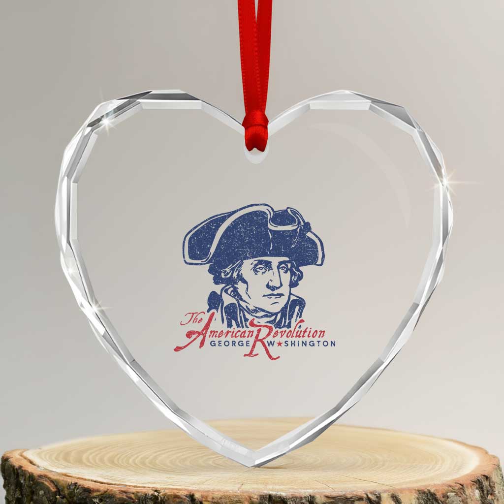 George Washington The American Revolution Heart Crystal Glass Ornament Distressed Sketch Historic Patriotic Graphic TS02 Transparent Glass 3'' Heart Print Your Wear