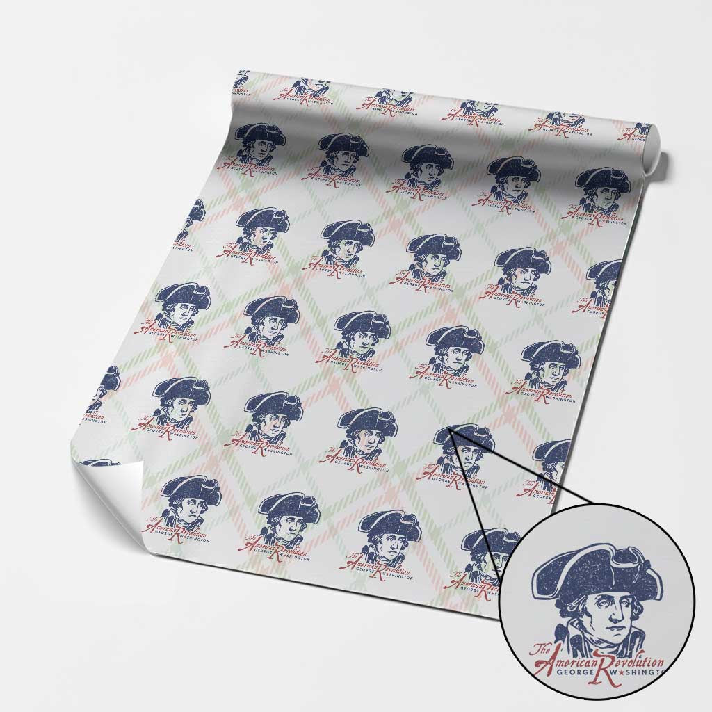 George Washington The American Revolution Wrapping Paper Roll Distressed Sketch Historic Patriotic Graphic