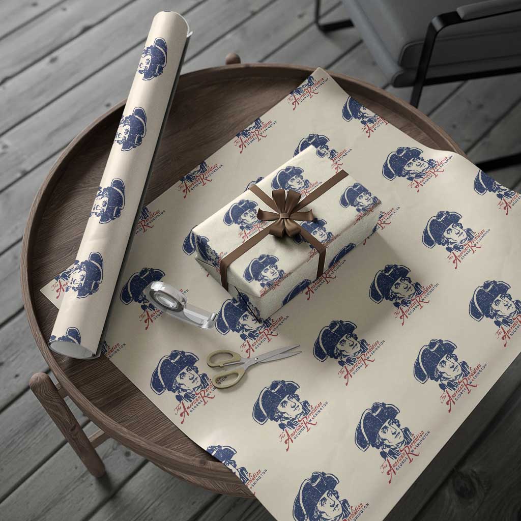 George Washington The American Revolution Wrapping Paper Roll Distressed Sketch Historic Patriotic Graphic