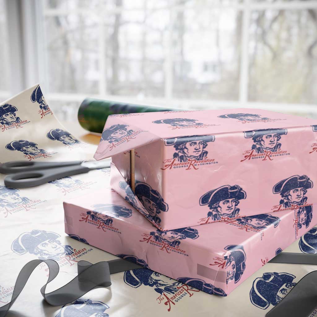 George Washington The American Revolution Wrapping Paper Roll Distressed Sketch Historic Patriotic Graphic