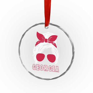 Georgia Lovers Crystal Glass Ornament Bulldogs Game Day Messy Bun TS10 Print Your Wear