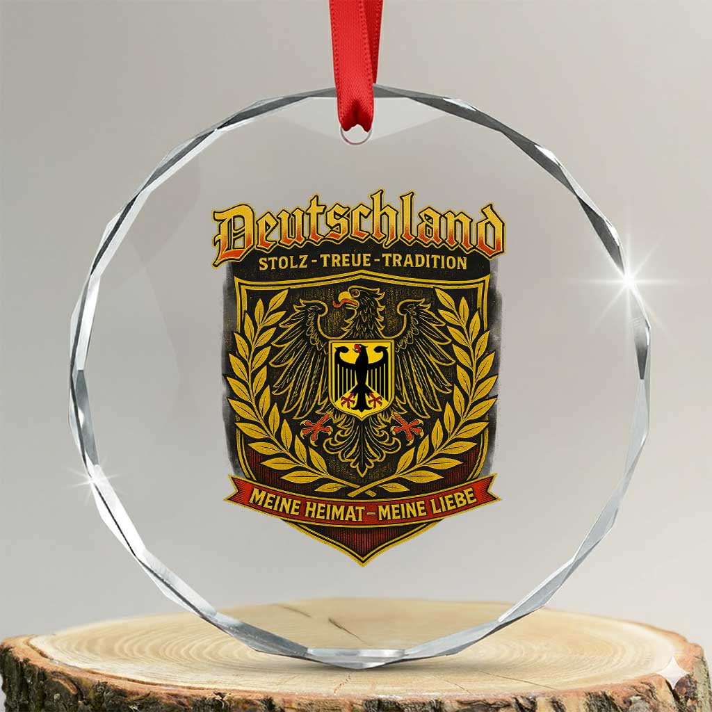 German Heritage Pride Crystal Glass Ornament Deutschland Stolz Treue Tradition Meine Heimat Meine Liebe TS11 Transparent Glass 3'' Circle Print Your Wear