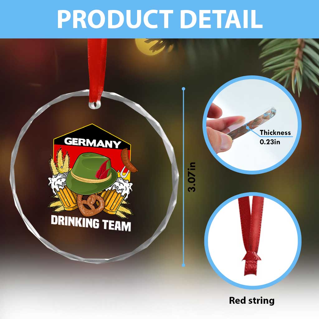 Germany Drinking Team Crystal Glass Ornament Germany Beer Festivals Oktoberfest Alpine hat Barley TS11 Print Your Wear