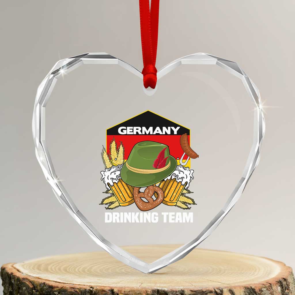 Germany Drinking Team Heart Crystal Glass Ornament Germany Beer Festivals Oktoberfest Alpine hat Barley TS11 Transparent Glass 3'' Heart Print Your Wear