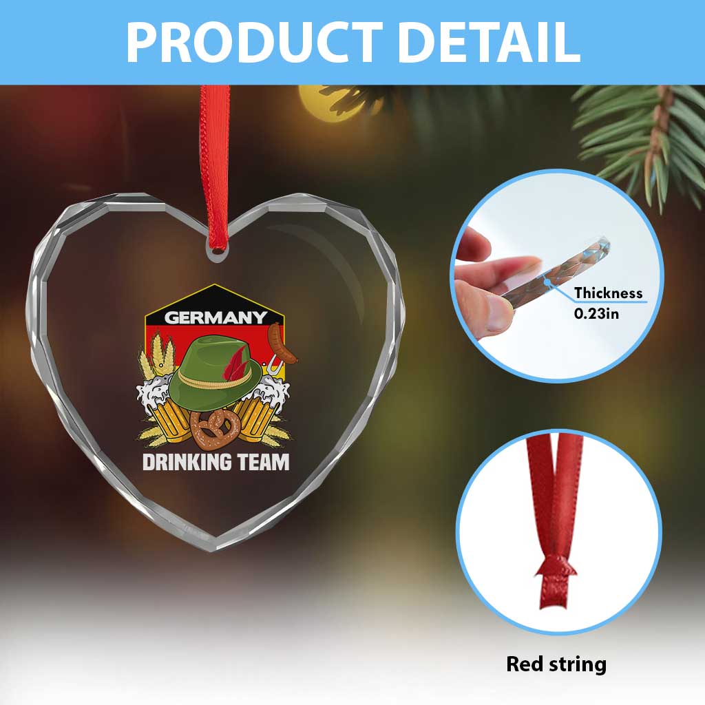 Germany Drinking Team Heart Crystal Glass Ornament Germany Beer Festivals Oktoberfest Alpine hat Barley TS11 Print Your Wear