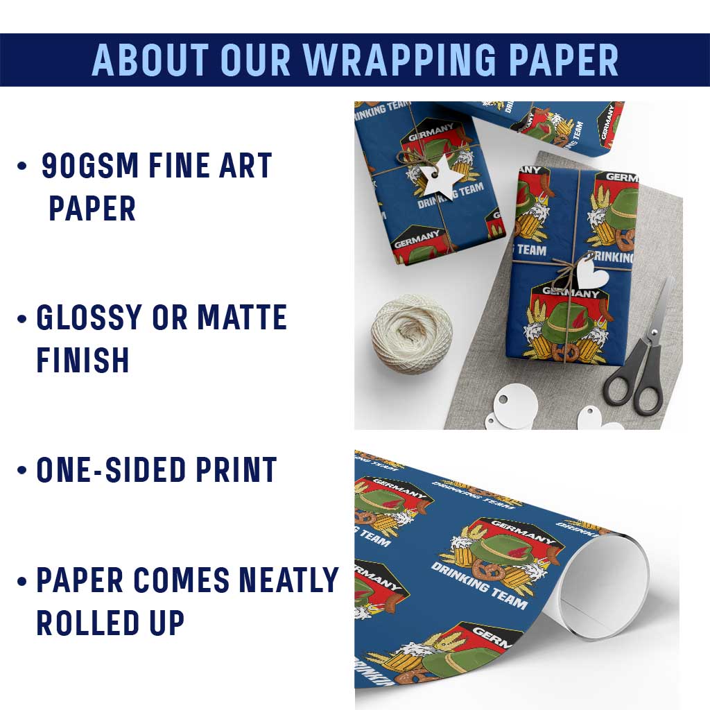 Germany Drinking Team Wrapping Paper Roll Germany Beer Festivals Oktoberfest Alpine hat Barley TS11 Print Your Wear