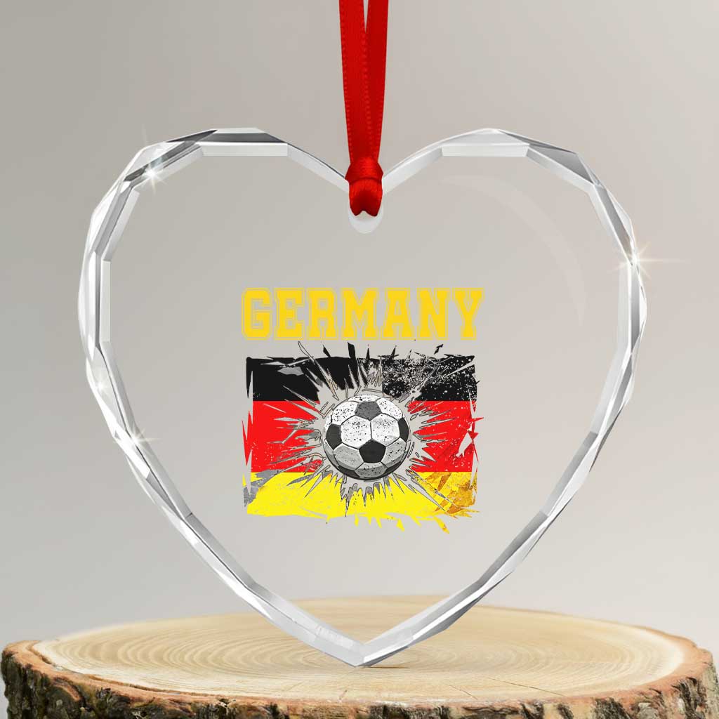 Germany Soccer Fan Heart Crystal Glass Ornament German Football Game Day Supporter
