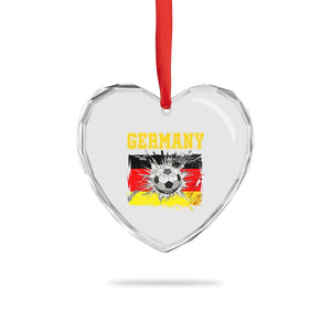 Germany Soccer Fan Heart Crystal Glass Ornament German Football Game Day Supporter