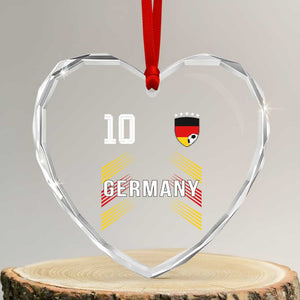 Germany Soccer Sports Graphic Number 10 Jersey Style Heart Crystal Glass Ornament Proud German Football Fans Game Day Pride TS02 Transparent Glass 3'' Heart Print Your Wear
