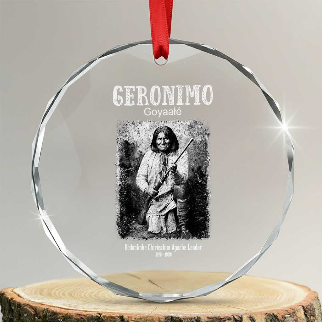 Geronimo Apache Leader American Indian History Crystal Glass Ornament TS14 Transparent Glass 3'' Circle Print Your Wear