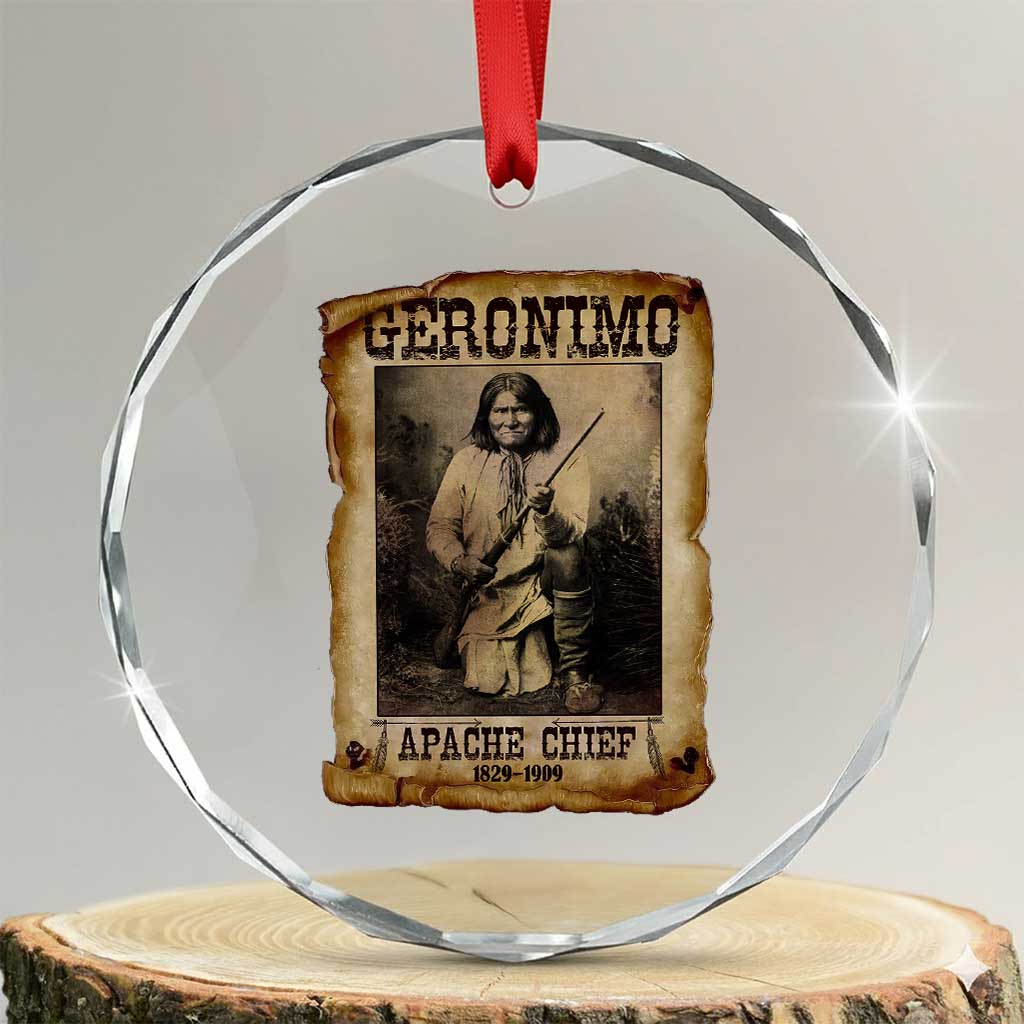 Geronimo Crystal Glass Ornament Vintage Apache Warrior Native American TS10 Transparent Glass 3'' Circle Print Your Wear
