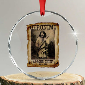 Geronimo Crystal Glass Ornament Vintage Apache Warrior Native American TS10 Transparent Glass 3'' Circle Print Your Wear