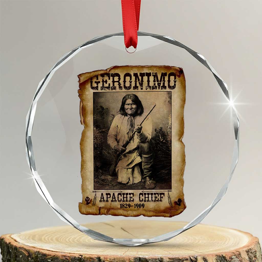 Geronimo Crystal Glass Ornament Vintage Apache Warrior Native American TS10 Transparent Glass 3'' Circle Print Your Wear