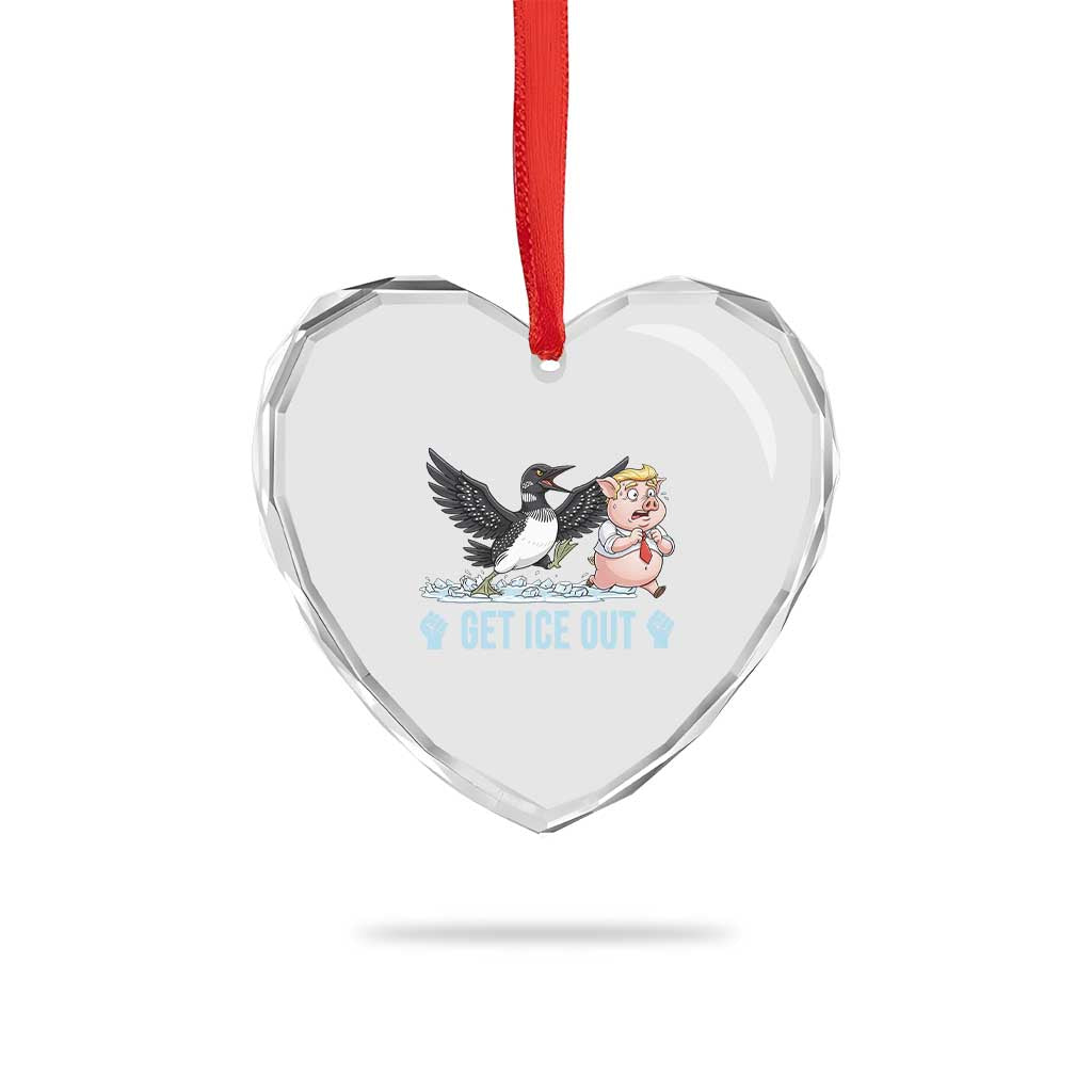 Get Ice Out Heart Crystal Glass Ornament Funny Minnesota Loon Chasing Trump Pig TS12 Print Your Wear