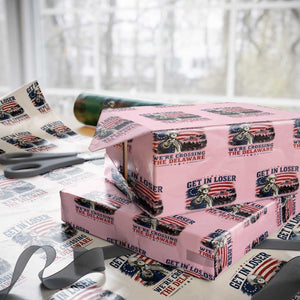Get In Loser We're Crossing The Delaware Uncle Sam Style Wrapping Paper Roll Funny George Washington Pointing Vintage American Flag Patriotic