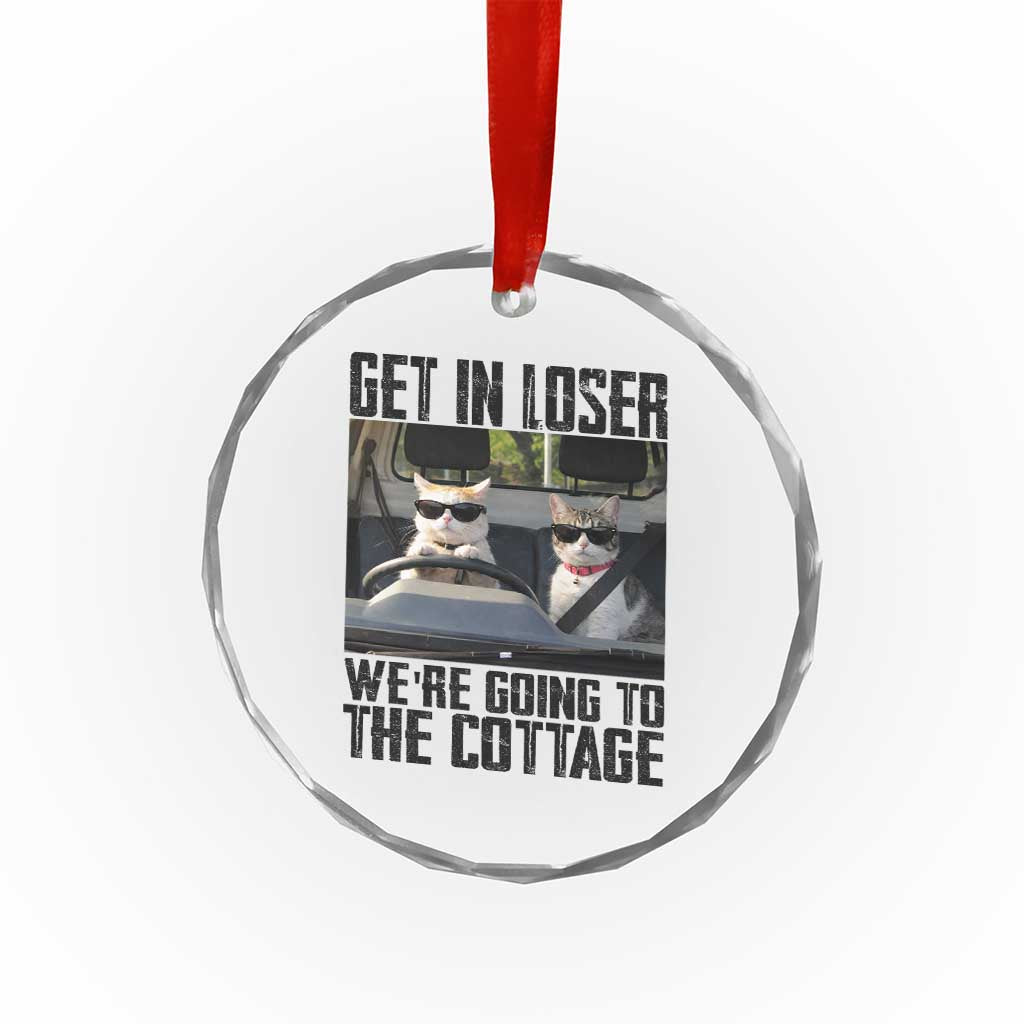 Get In Loser Were Going To The Cottage Crystal Glass Ornament Funny Cat Gifts Internet Memes TS10 Print Your Wear