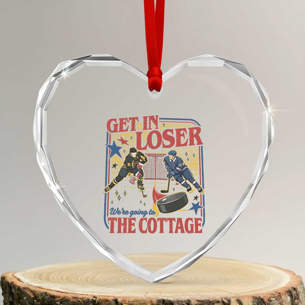 Get In Loser We’re Going To The Cottage Heart Crystal Glass Ornament Hockey Romance LGBT Retro Summer Road Trip TS02 Transparent Glass 3'' Heart Print Your Wear