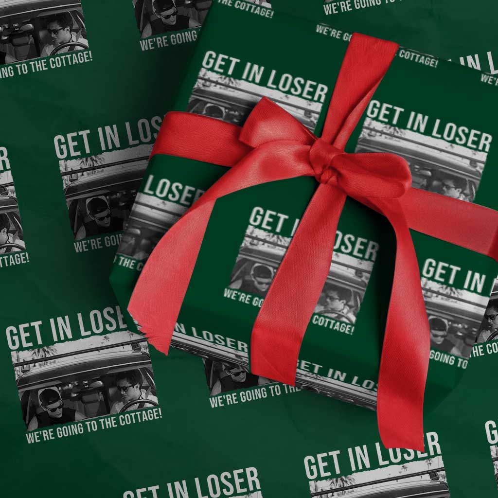 Get In Loser We're Going To The Cottage Wrapping Paper Roll Funny Hockey Romance Road Trip Summer TS02 Green Print Your Wear