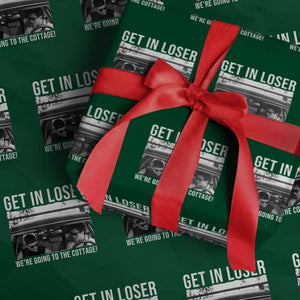 Get In Loser We're Going To The Cottage Wrapping Paper Roll Funny Hockey Romance Road Trip Summer TS02 Green Print Your Wear