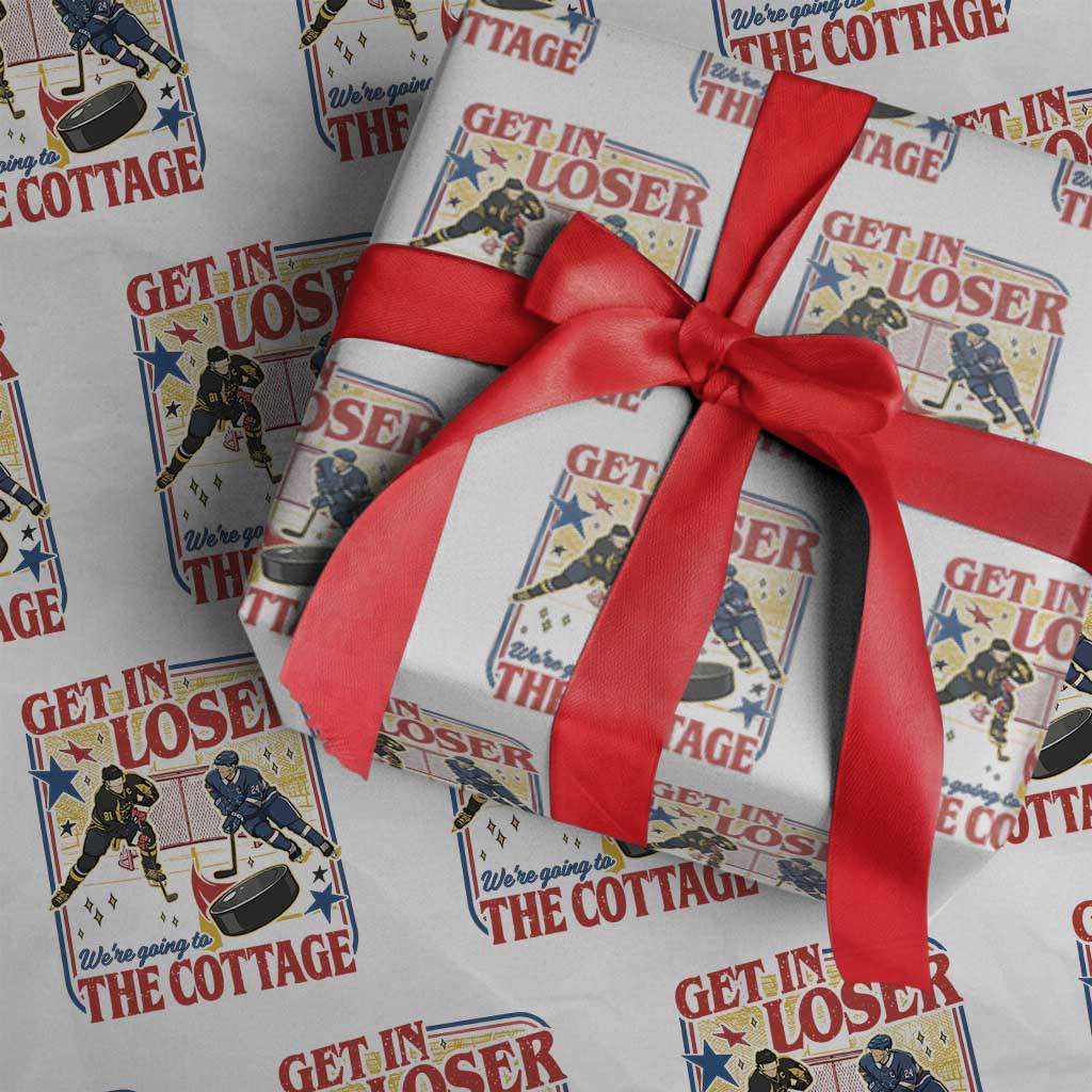 Get In Loser We’re Going To The Cottage Wrapping Paper Roll Hockey Romance LGBT Retro Summer Road Trip TS02 White Print Your Wear