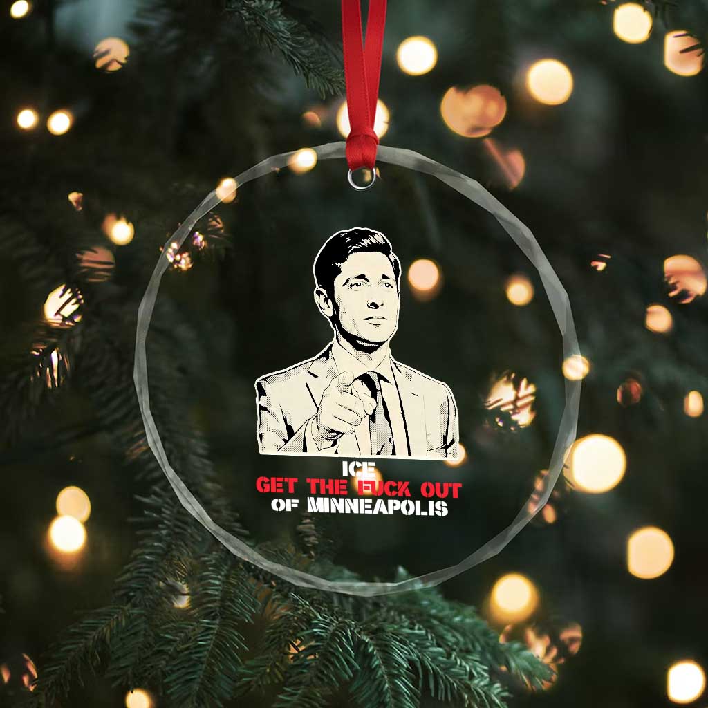 Get The F Out of Minneapolis Crystal Glass Ornament Mayor Jacob Saying Civil Resistance TS02 Print Your Wear