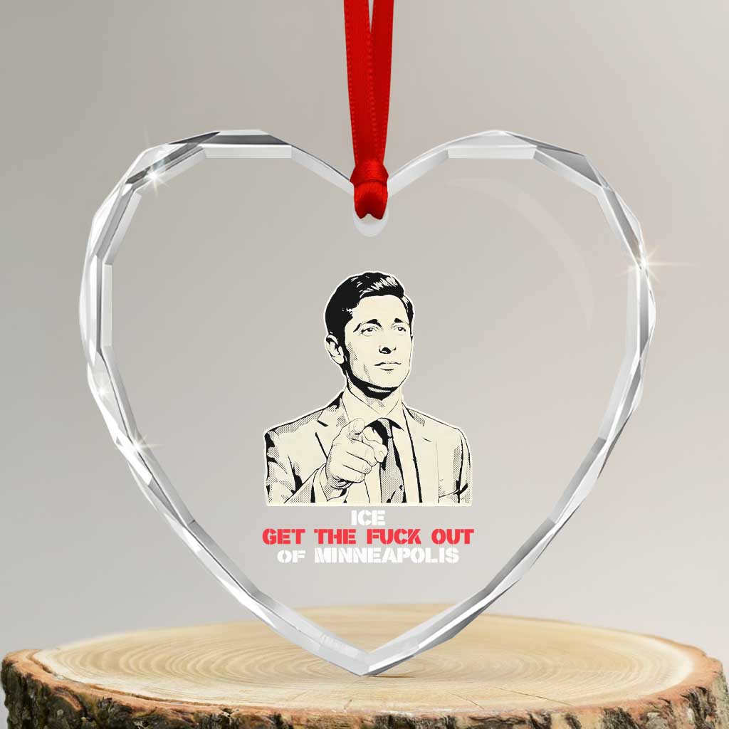 Get The F Out of Minneapolis Heart Crystal Glass Ornament Mayor Jacob Saying Civil Resistance TS02 Transparent Glass 3'' Heart Print Your Wear