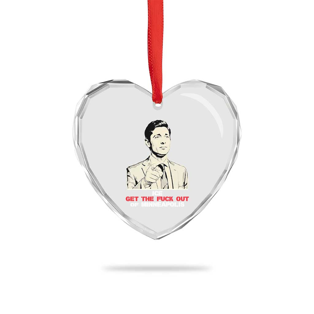 Get The F Out of Minneapolis Heart Crystal Glass Ornament Mayor Jacob Saying Civil Resistance TS02 Print Your Wear