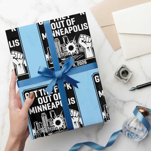 Get The F Out of Minneapolis Wrapping Paper Roll January 8 2026 Reckless in the Streets Protest TS02 Light Blue Print Your Wear