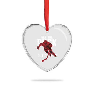 Get The Puck Out of Here Heart Crystal Glass Ornament Sarcastic Ice Hockey Pun Humor TS02 Print Your Wear
