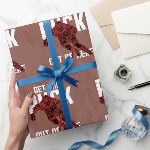 Get The Puck Out of Here Wrapping Paper Roll Sarcastic Ice Hockey Pun Humor TS02 Mocha Print Your Wear