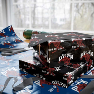 Get The Puck Out of Here Wrapping Paper Roll Sarcastic Ice Hockey Pun Humor TS02 Black Print Your Wear