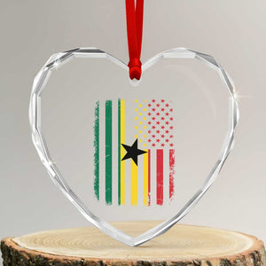 Ghana American Flag Heart Crystal Glass Ornament Vintage Ghanaian Pride Heritage Graphic for Ghanaian Americans