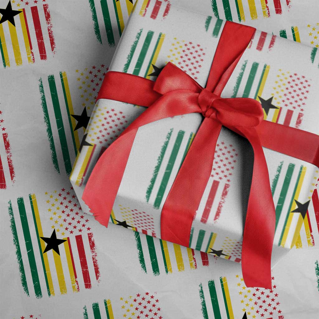Ghana American Flag Wrapping Paper Roll Vintage Ghanaian Pride Heritage Graphic for Ghanaian Americans TS10 White Print Your Wear