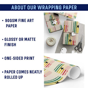 Ghana American Flag Wrapping Paper Roll Vintage Ghanaian Pride Heritage Graphic for Ghanaian Americans