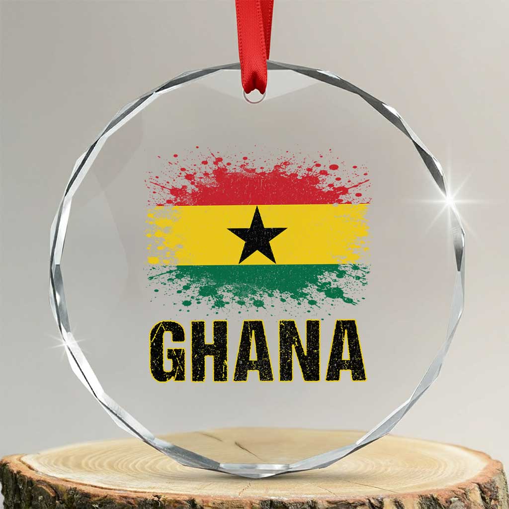 Ghana Crystal Glass Ornament Retro Vintage Watercolors Sport Ghanaian Flag Proud Ghanaians TS10 Transparent Glass 3'' Circle Print Your Wear