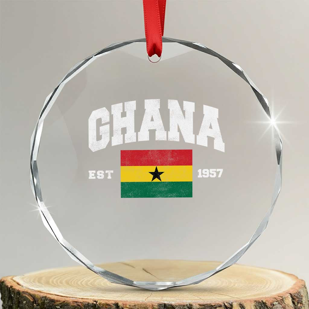 Ghana Est 1957 Ghanaian Flag Independence Day Crystal Glass Ornament Ghanaian Heritage Pride TS10 Transparent Glass 3'' Circle Print Your Wear