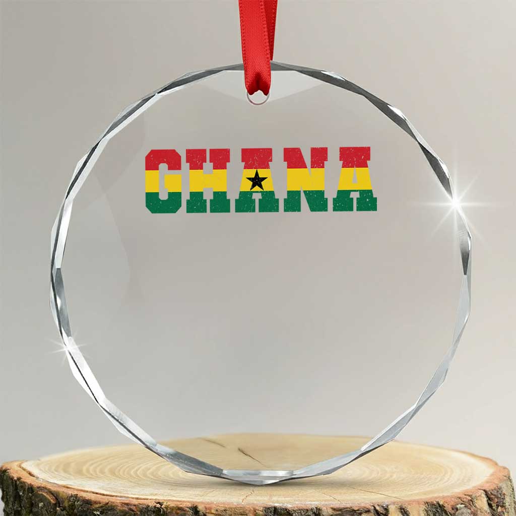 Ghana Flag Crystal Glass Ornament Varsity Lettering Design Ghanaian Pride Heritage Graphic TS10 Transparent Glass 3'' Circle Print Your Wear