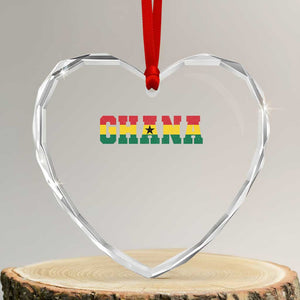 Ghana Flag Heart Crystal Glass Ornament Varsity Lettering Design Ghanaian Pride Heritage Graphic