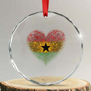 Ghana Flag Heart Ghanaian Flag Crystal Glass Ornament Heart Fireworks Patriotic Independence Day Celebration Graphic
