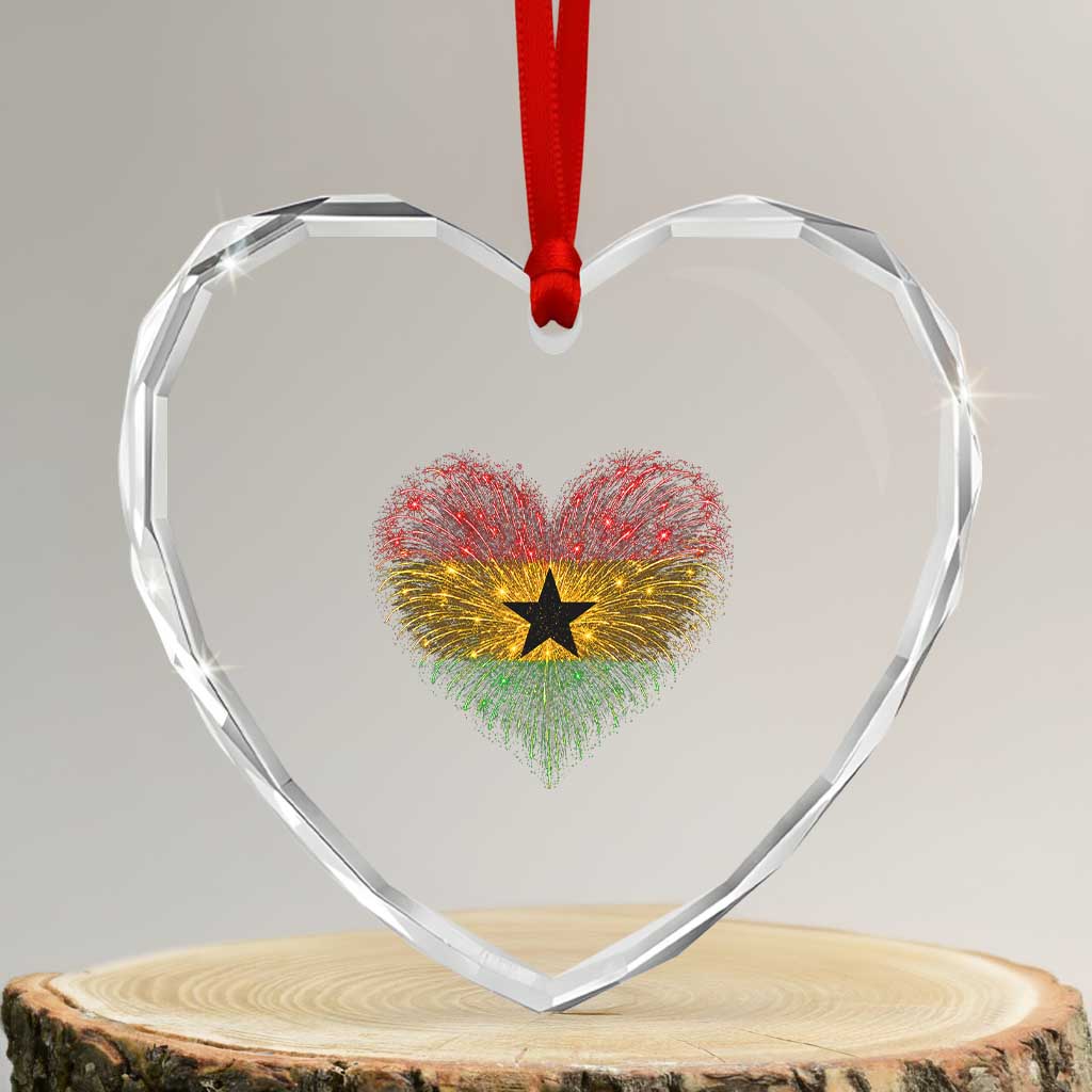 Ghana Flag Heart Ghanaian Flag Heart Crystal Glass Ornament Heart Fireworks Patriotic Independence Day Celebration Graphic TS10 Transparent Glass 3'' Heart Print Your Wear