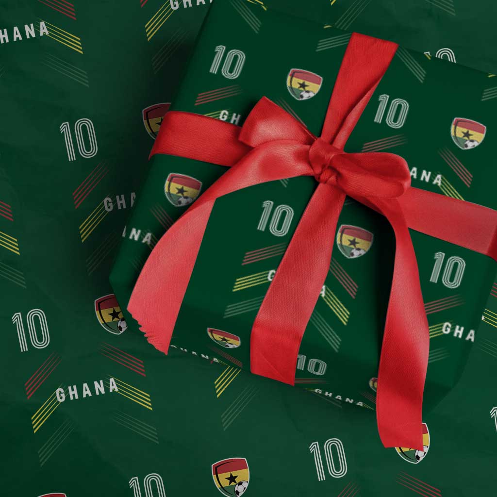 Ghana Soccer Sports Graphic Number 10 Jersey Style Wrapping Paper Roll Proud Ghanaian Football Fans Game Day Pride