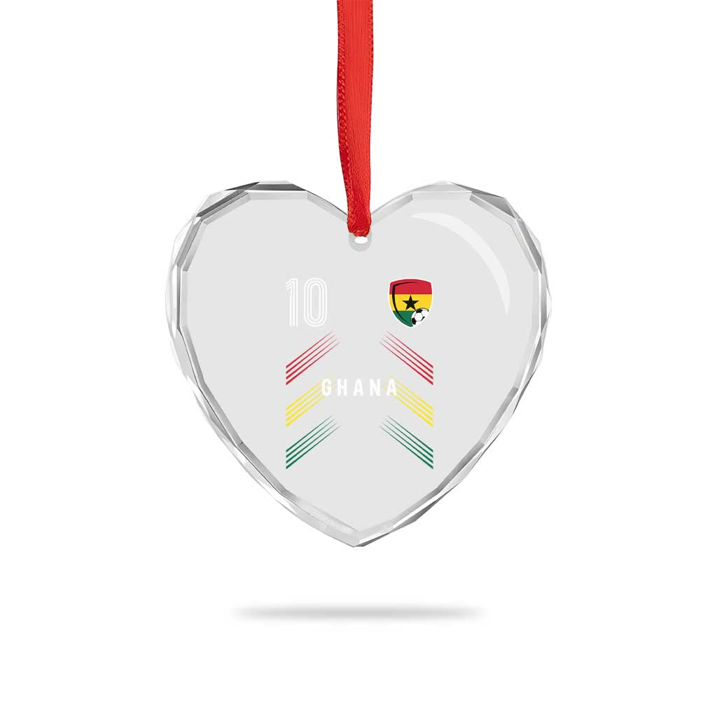 Ghana Soccer Sports Graphic Number 10 Jersey Style Heart Crystal Glass Ornament Proud Ghanaian Football Fans Game Day Pride